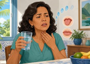 Sentir a boca seca mesmo bebendo água nem sempre é só sede: pode ser um sinal de alteração nas glândulas salivares ou no açúcar do sangue