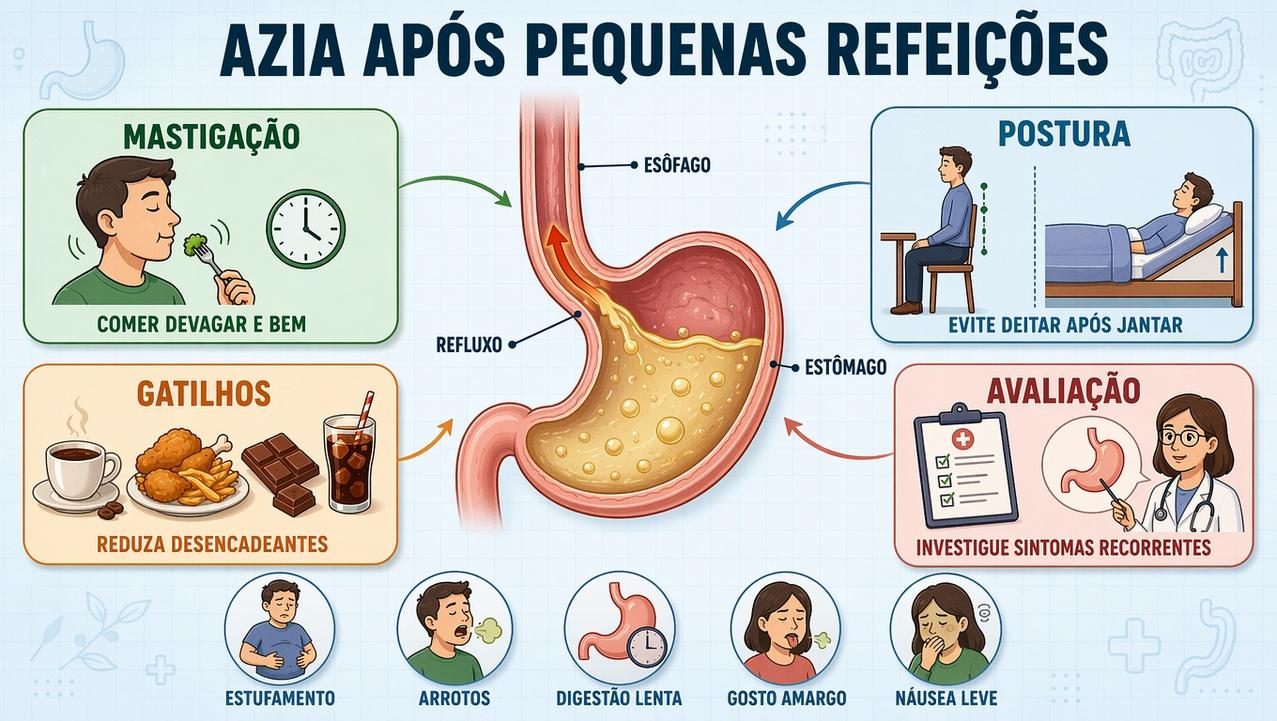 Mastigação, postura, gatilhos e avaliação orientam o controle da azia.