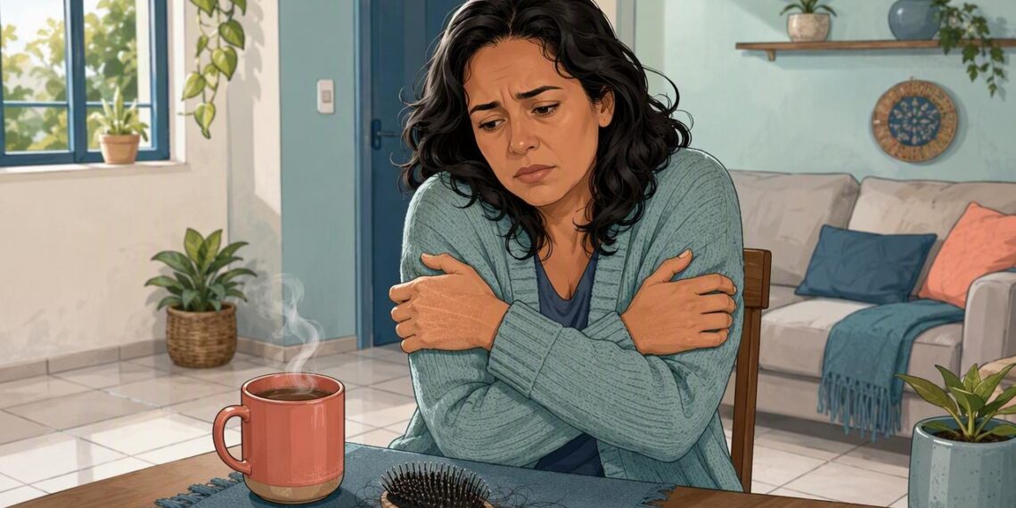 Sentir cansaço extremo e frio o tempo todo junto com pele seca e queda de cabelo pode ser um dos primeiros sinais de hipotireoidismo