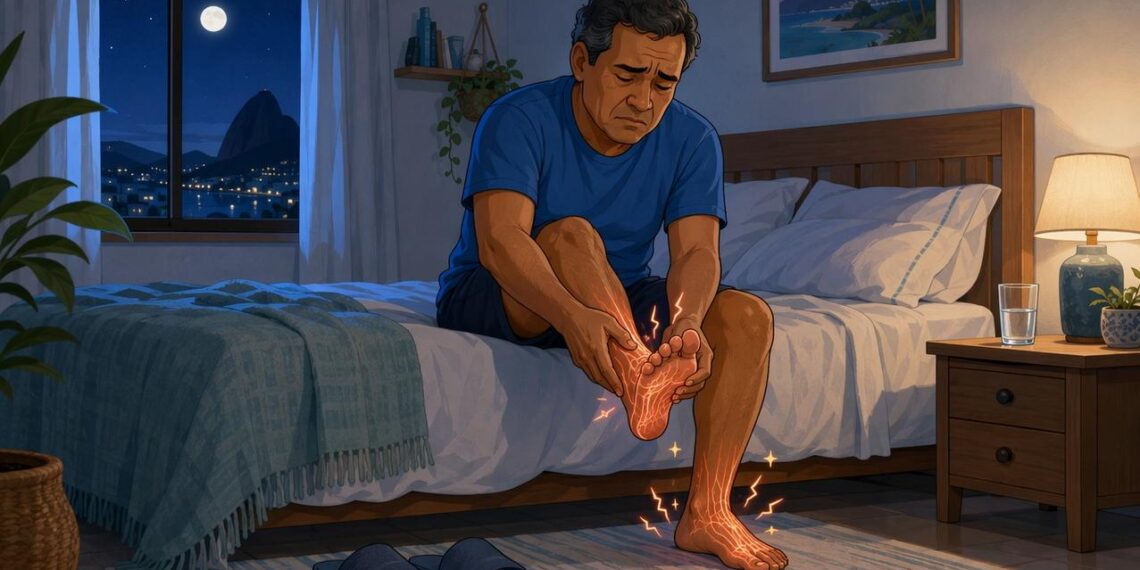 Sentir formigamento e queimação na sola dos pés à noite nem sempre é cansaço: pode ser um sinal de neuropatia ligada ao açúcar no sangue