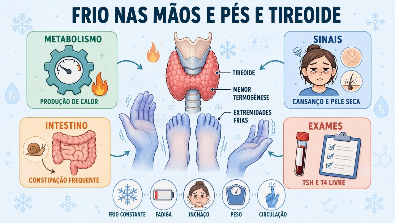 Metabolismo, sinais associados, intestino e exames ajudam a investigar hipotireoidismo.