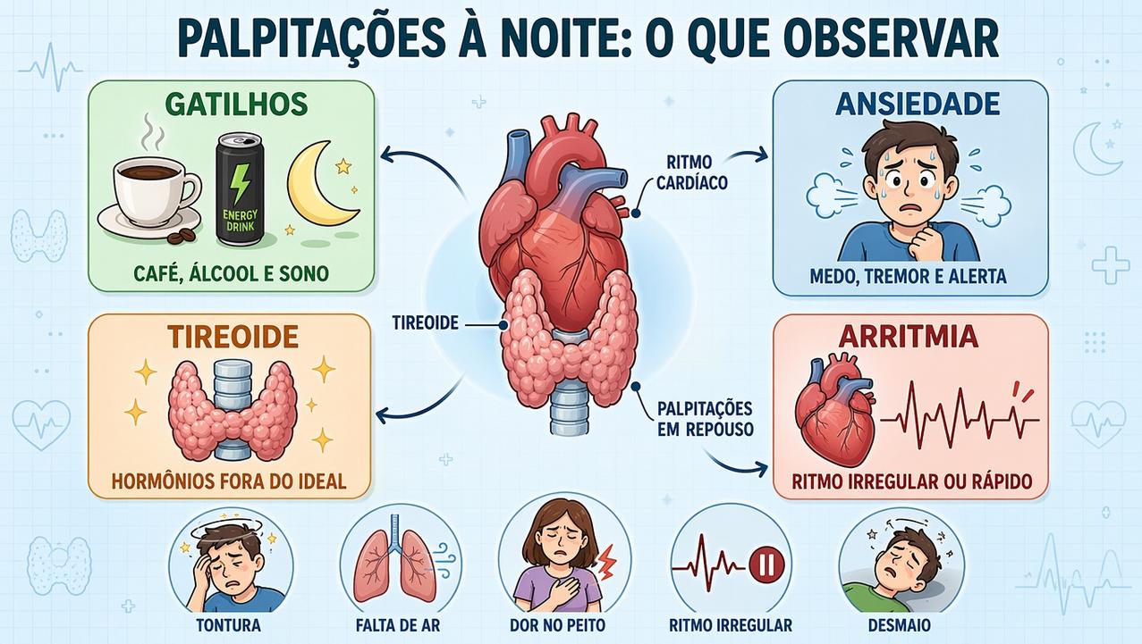 Quatro pistas ajudam a diferenciar gatilhos, ansiedade, tireoide e arritmia.