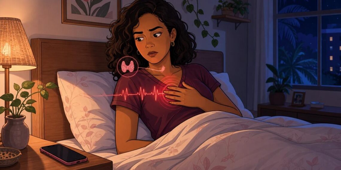 Sentir o coração acelerado ao deitar à noite nem sempre é ansiedade: pode ser um sinal de alteração na tireoide ou arritmia