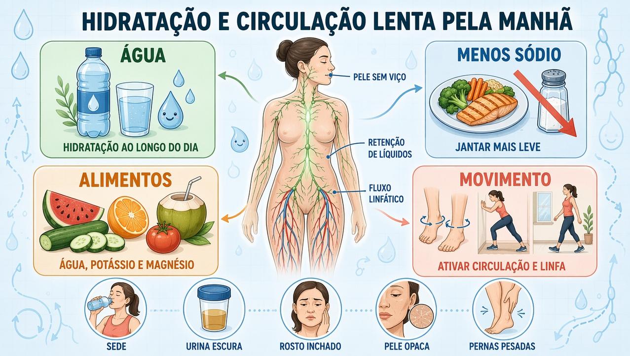 Quatro pilares ajudam a reduzir inchaço, pele opaca e peso matinal.