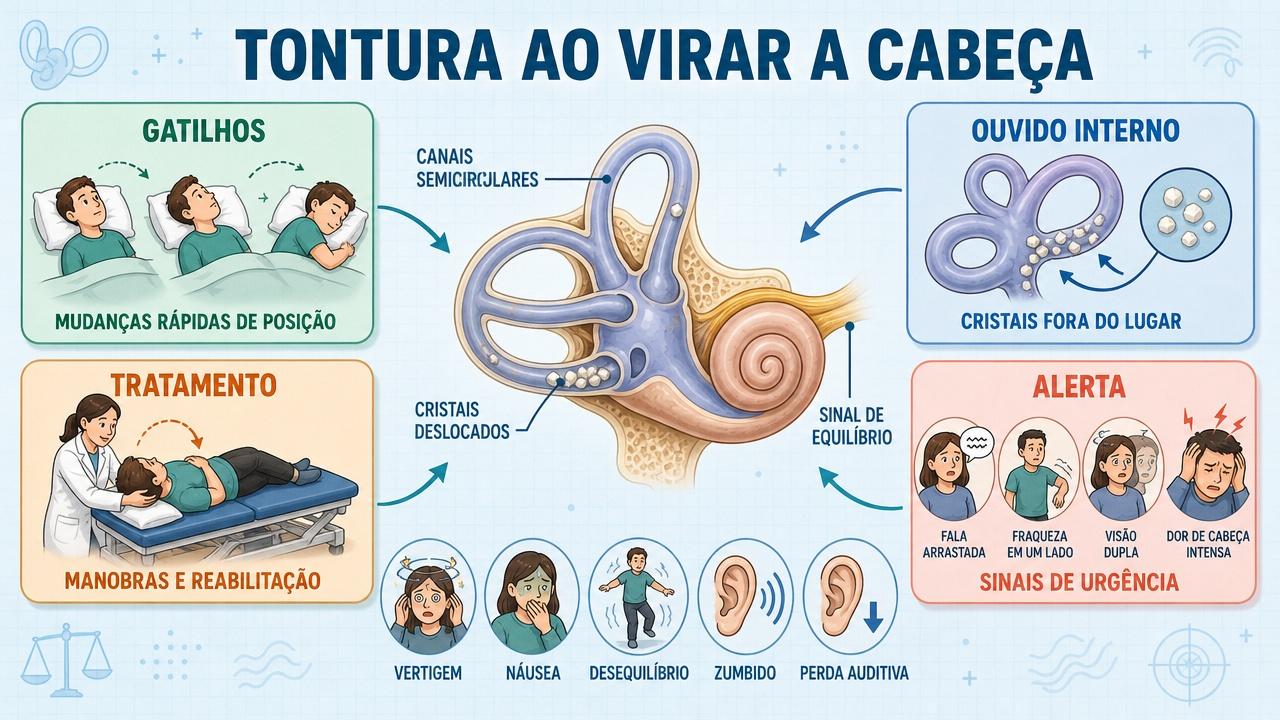 Gatilhos, ouvido interno, tratamento e sinais de alerta resumem a vertigem posicional.