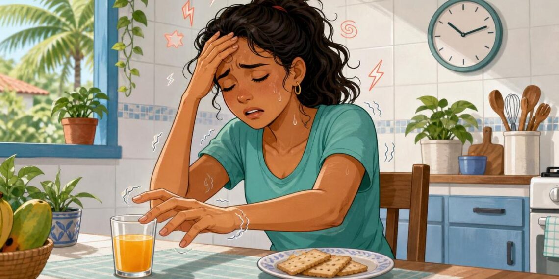 Ter suor frio e fraqueza súbita entre as refeições nem sempre é só fome: pode ser um sinal de queda brusca de açúcar no sangue