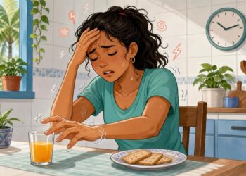 Ter suor frio e fraqueza súbita entre as refeições nem sempre é só fome: pode ser um sinal de queda brusca de açúcar no sangue