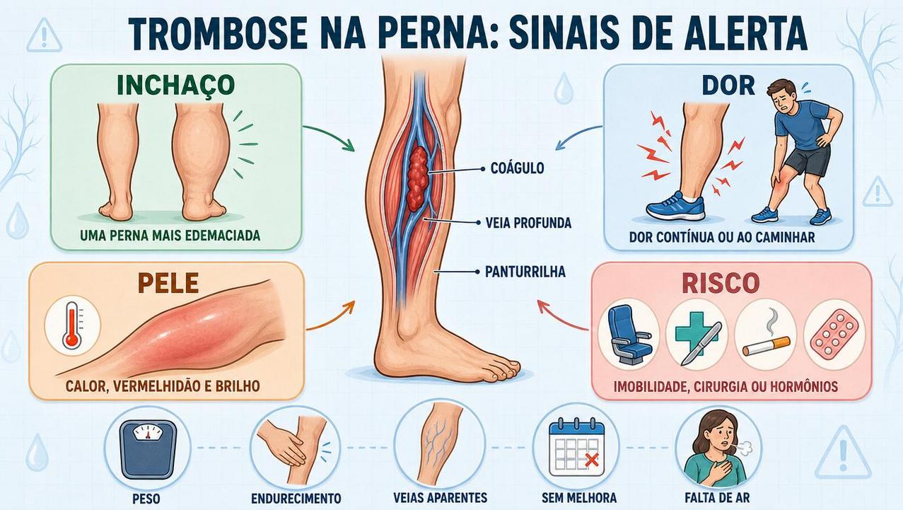 Quatro sinais-chave ajudam a diferenciar trombose de uma simples dor muscular.