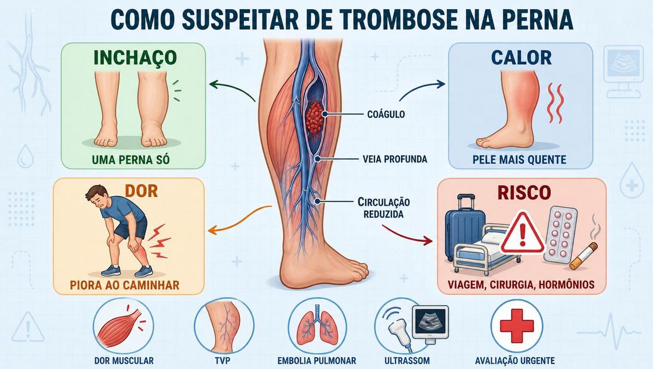 Quatro sinais centrais ajudam a diferenciar trombose de uma dor muscular comum.