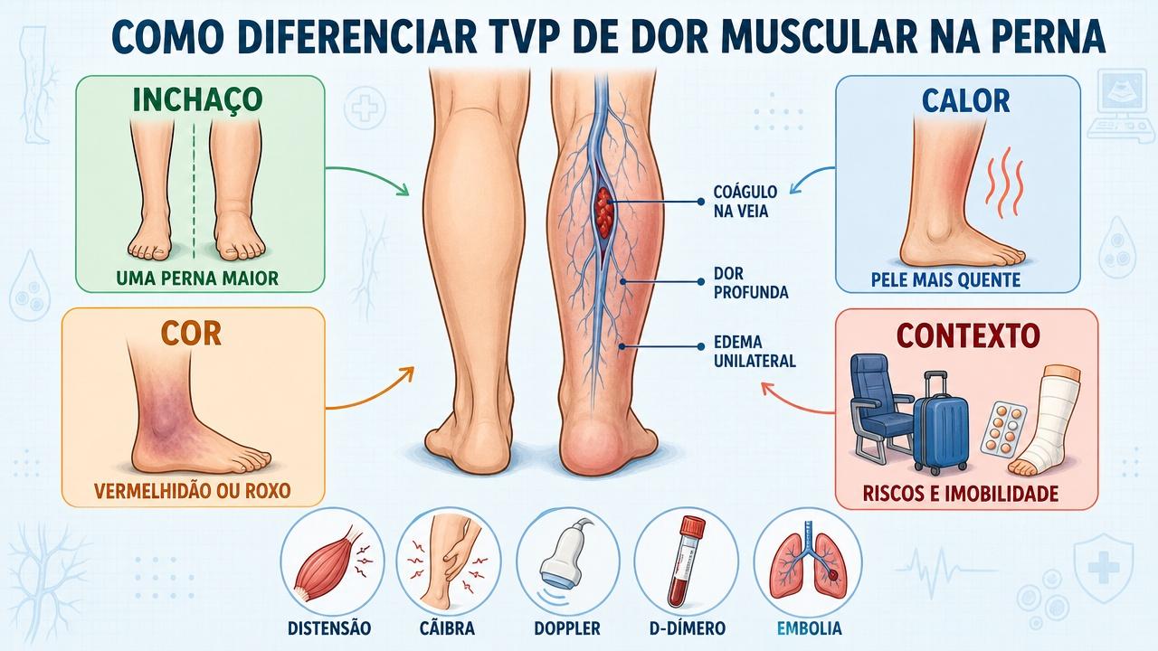 Quatro sinais ajudam a diferenciar TVP de uma dor muscular comum.