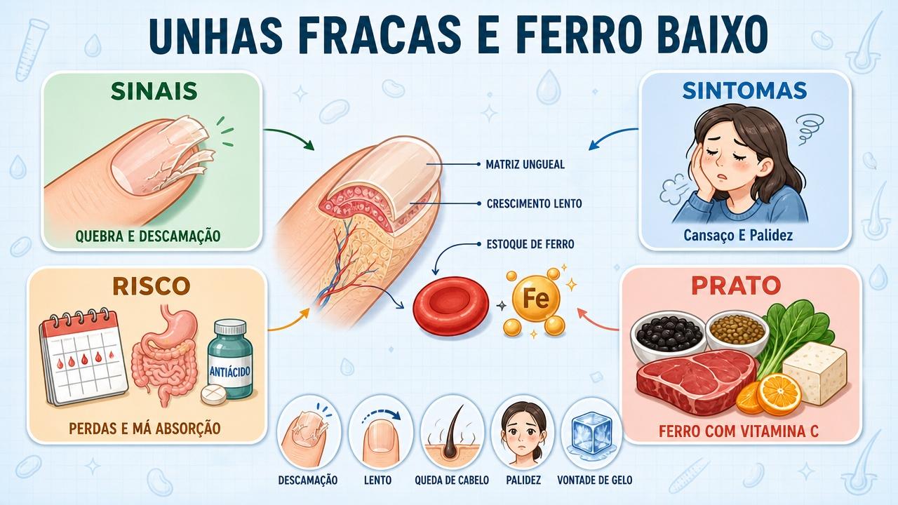 Sinais, riscos, sintomas e alimentação ajudam a entender unhas fracas.