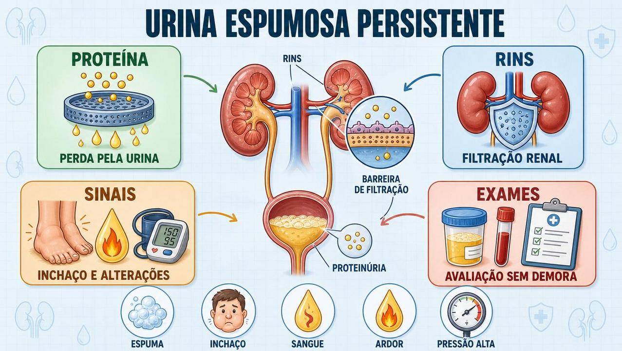 Proteinúria, sinais associados, função renal e exames formam os quatro pilares.