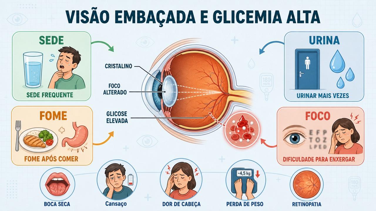 Sede, urina, fome e foco visual formam pilares de alerta metabólico.