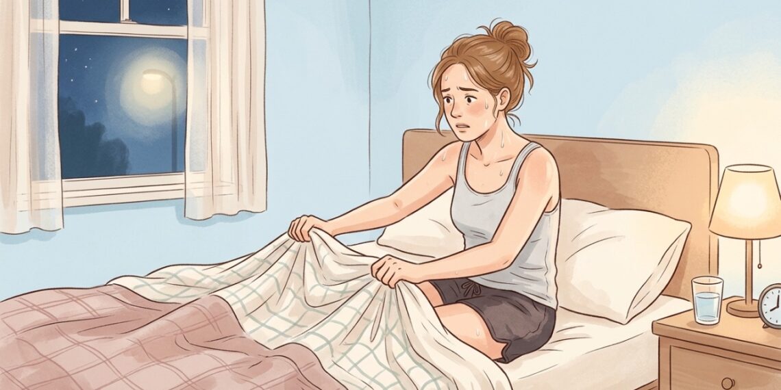 Ondas de calor e suor noturno na menopausa podem interromper o sono e causar despertares.