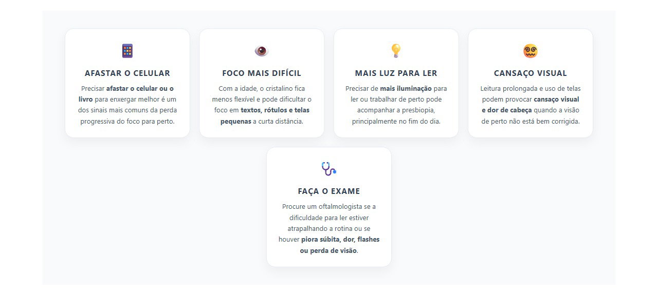 Visão de Perto Depois dos 40: 5 Sinais Comuns de Presbiopia