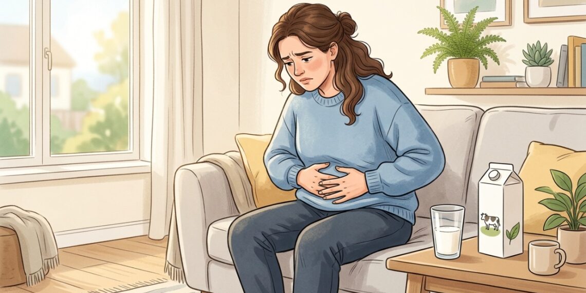 Barriga estufada após leite e derivados pode ocorrer quando a lactose não é bem digerida.