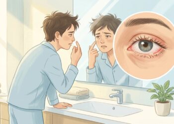 Crostas nos cílios ao acordar, junto com ardor e irritação nas pálpebras, podem estar relacionadas à blefarite.