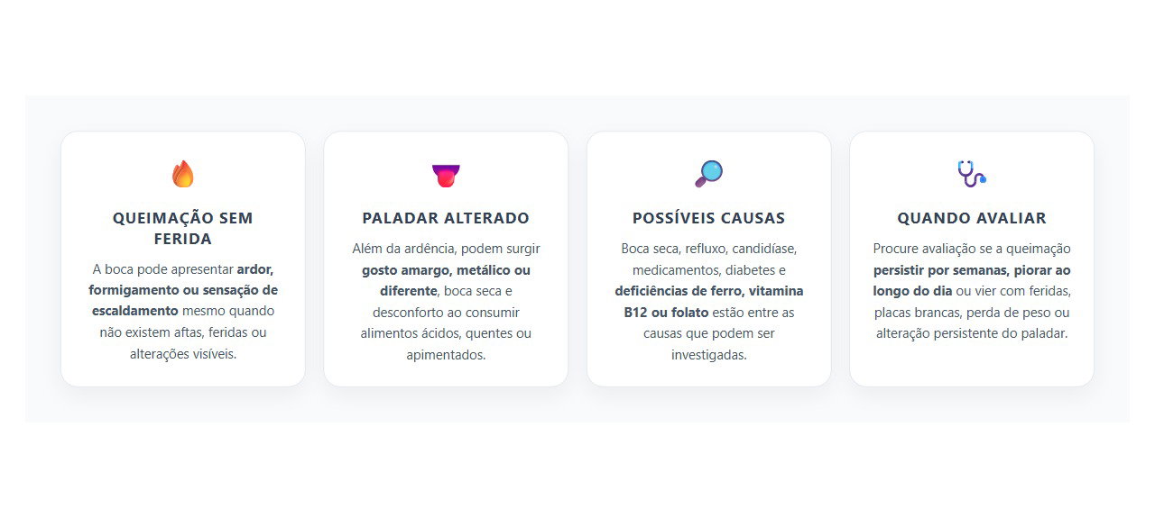 Boca Queimando e Gosto Diferente: Sinais que Merecem Investigação