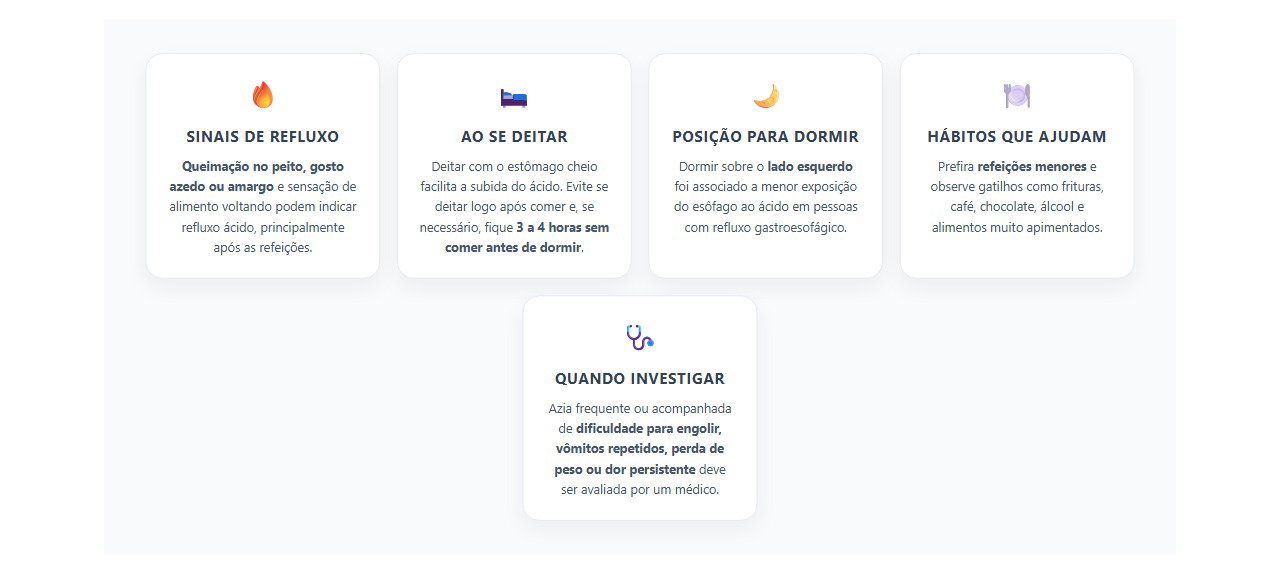 Azia ao Deitar: Sinais de Refluxo e Hábitos que Podem Ajudar