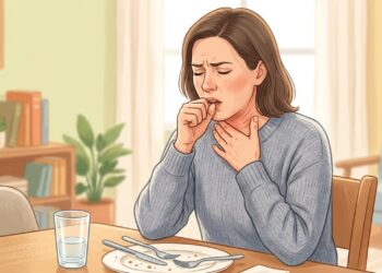 Tosse e rouquidão após comer podem estar relacionadas ao refluxo gastroesofágico.
