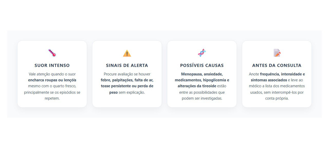 Suor Noturno sem Calor: 4 Sinais de que Vale Investigar