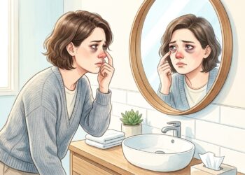 Olheiras persistentes podem estar relacionadas à rinite alérgica, especialmente quando há congestão e coceira nos olhos.
