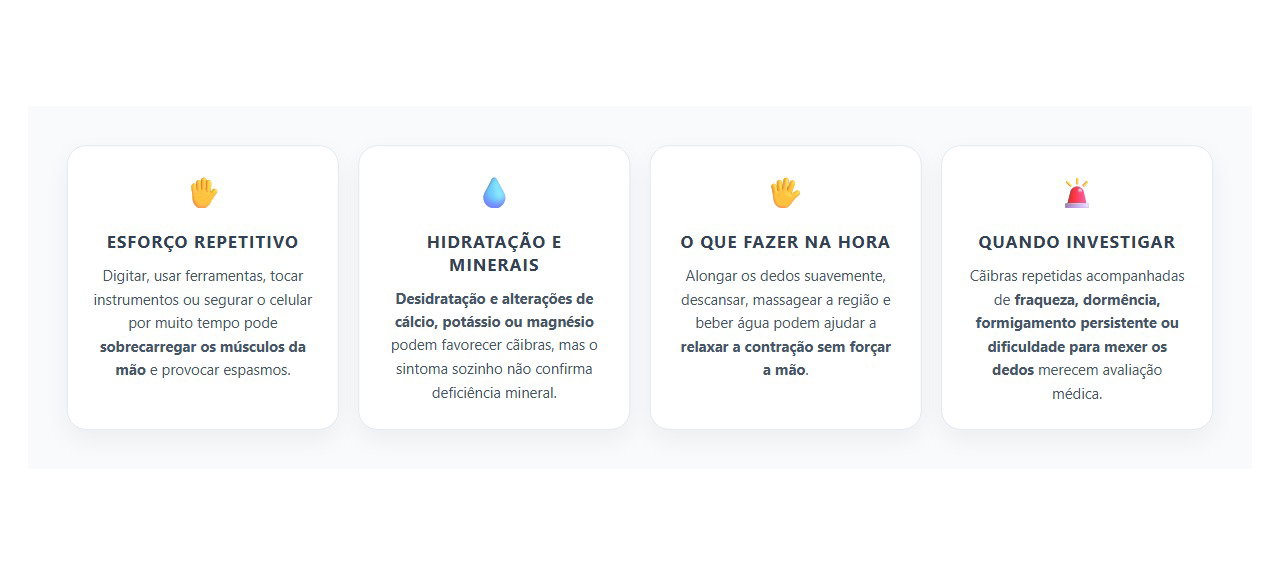 Cãibra nas Mãos e nos Dedos: 4 Causas que Podem Explicar o Aperto Repentino