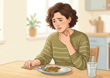 Sensação de comida presa na garganta ao engolir pode ser sinal de disfagia.