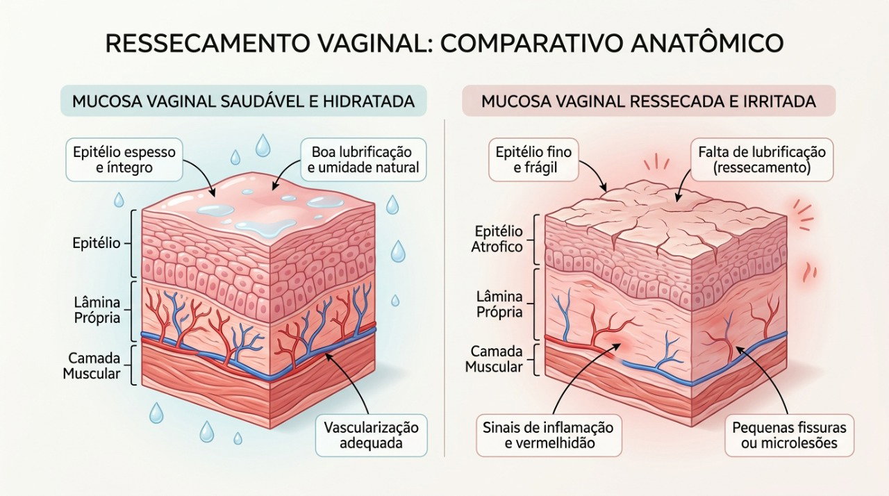 A queda de estrogênio pode deixar os tecidos vaginais mais secos, finos e sensíveis.