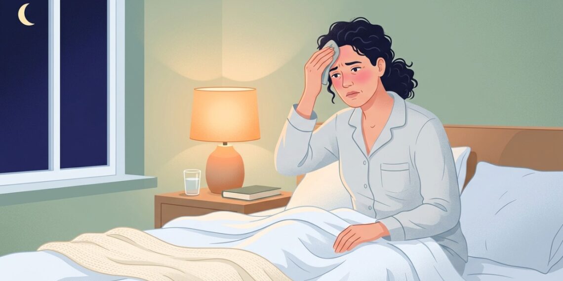 Ondas de calor e suor noturno podem provocar despertares e prejudicar o sono na menopausa.