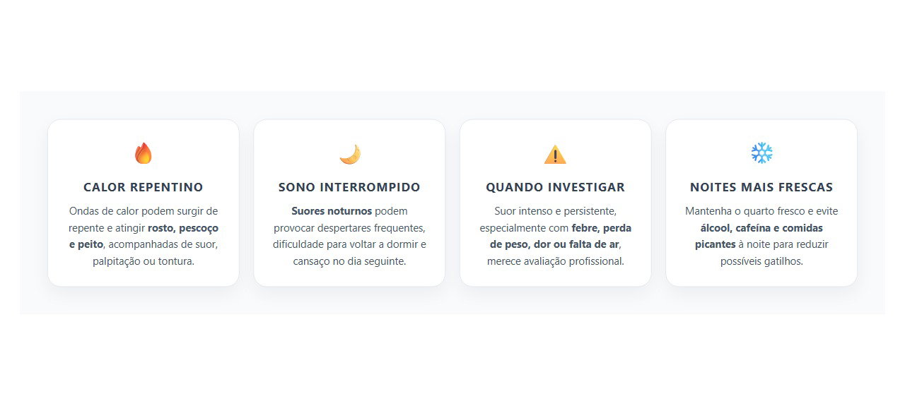 Calorão e Suor Noturno na Menopausa: Sinais que Podem Prejudicar o Sono