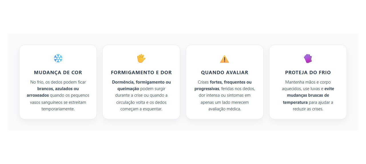Dedos Brancos ou Arroxeados no Frio: Sinais do Fenômeno de Raynaud
