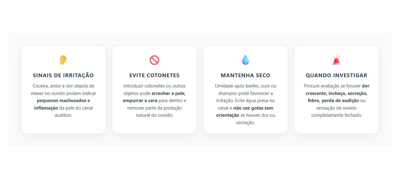 Dor e Coceira no Ouvido Após Cotonete: Sinais de Irritação do Canal Auditivo