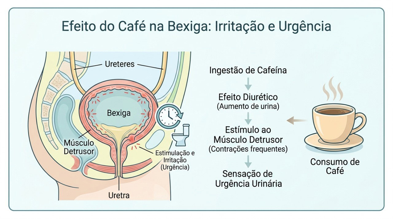Reduzir a cafeína pode ajudar a diminuir a urgência urinária em algumas pessoas.