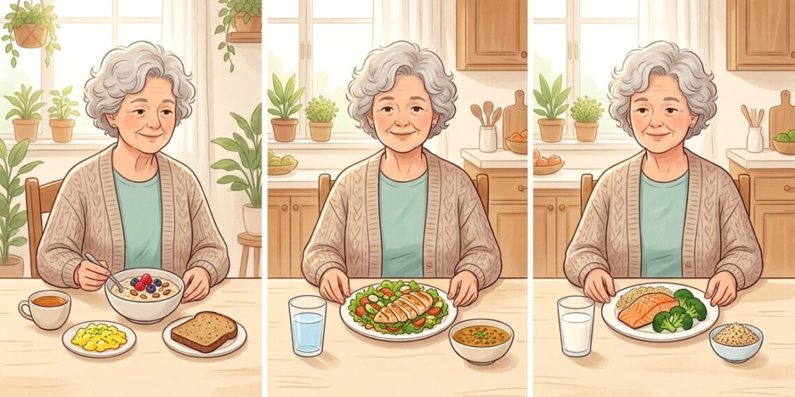 Distribuir fontes de proteína entre as refeições pode ajudar a manter uma alimentação mais equilibrada após os 60 anos.