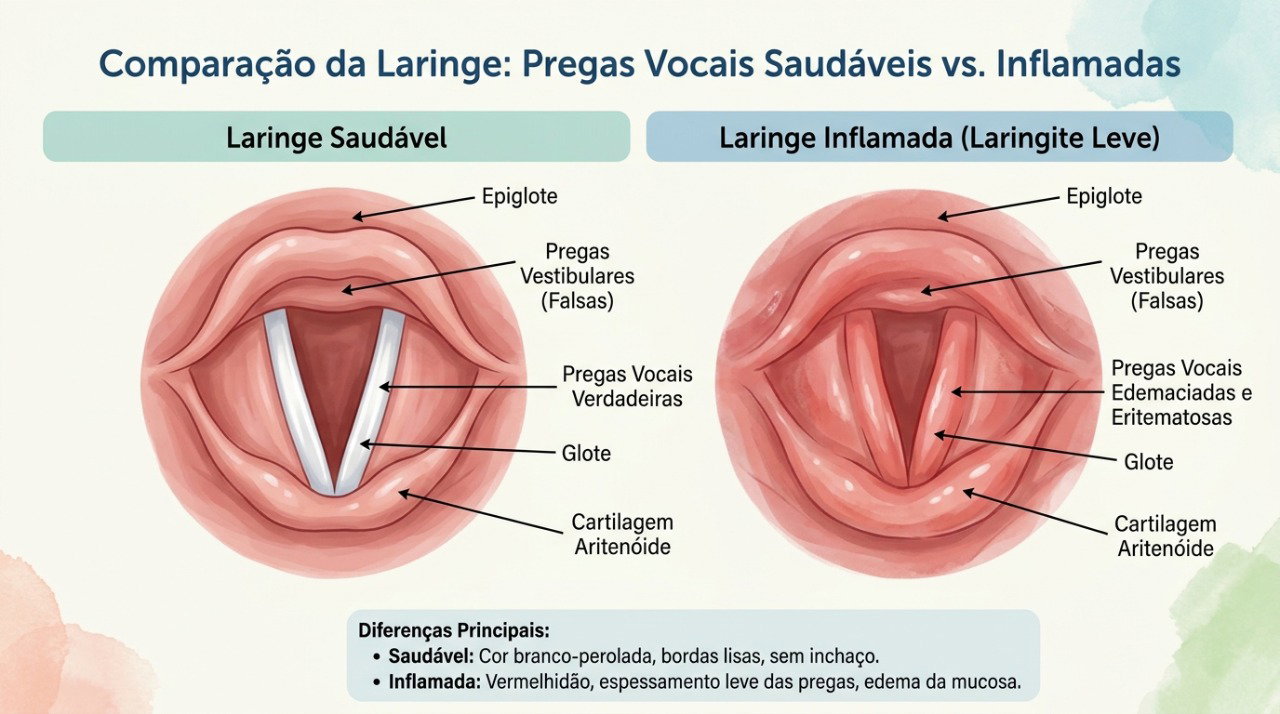 A inflamação das cordas vocais pode alterar sua vibração e deixar a voz rouca.