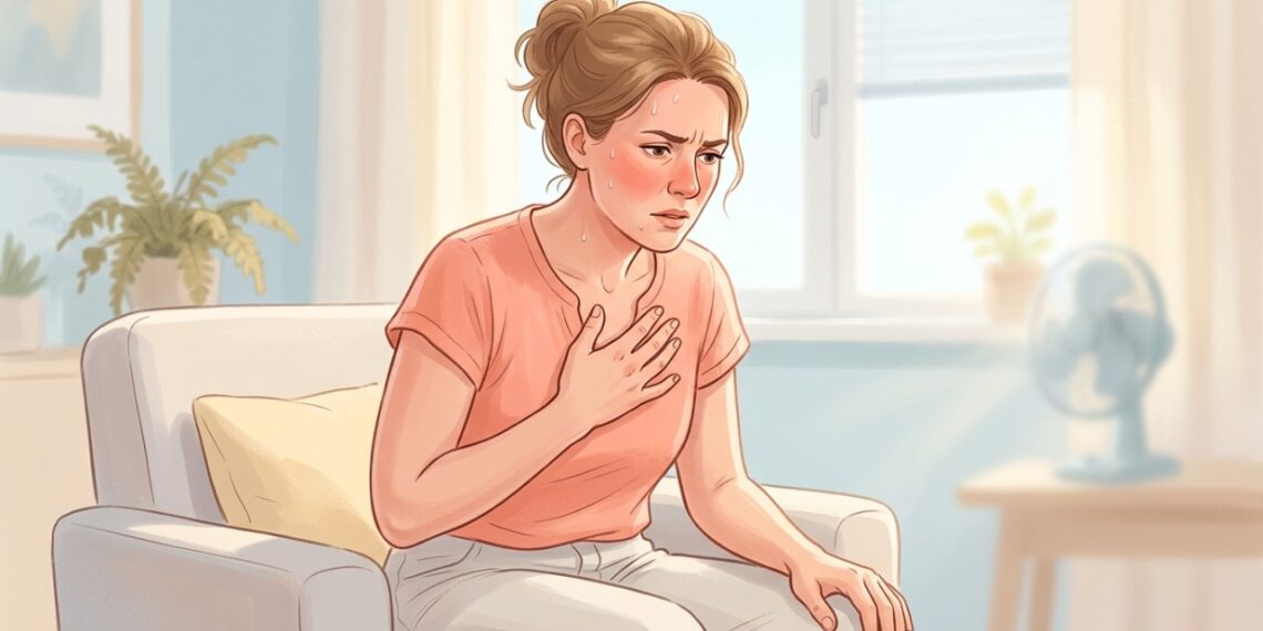 Palpitações podem aparecer junto de calorões e suor durante a transição para a menopausa.