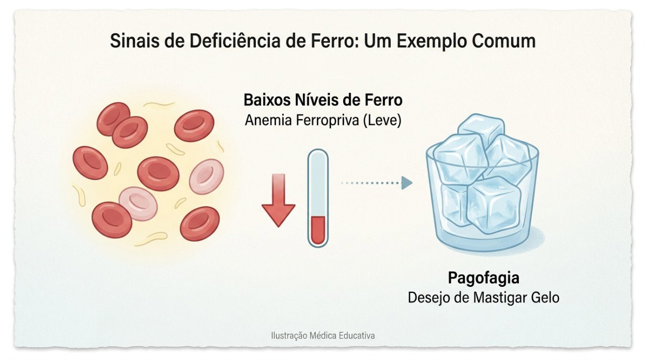 A pagofagia pode aparecer em pessoas com deficiência de ferro, com ou sem anemia.