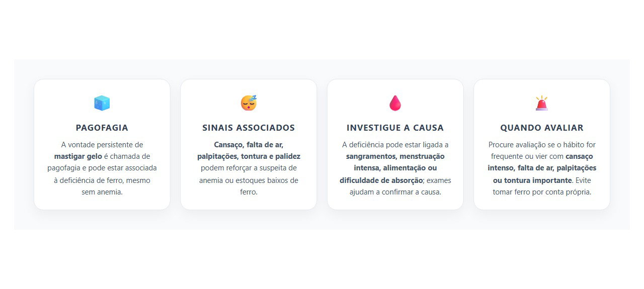 Vontade de Mastigar Gelo: Sinais que Podem Indicar Falta de Ferro
