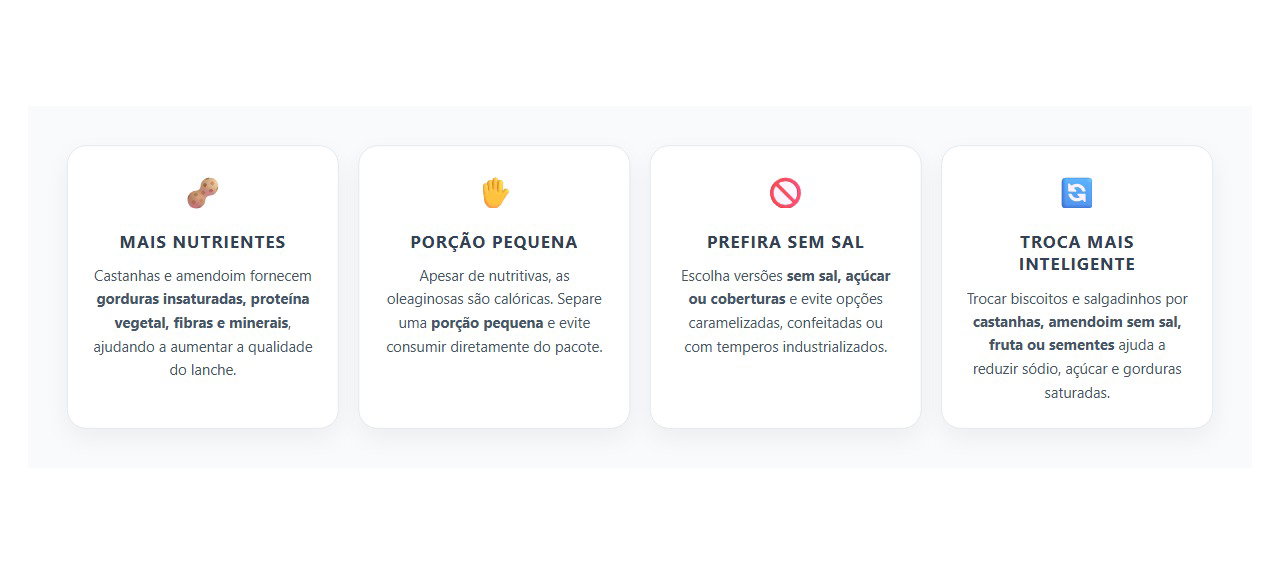 Castanhas e Amendoim sem Sal: Um Lanche Mais Nutritivo que Biscoitos e Salgadinhos