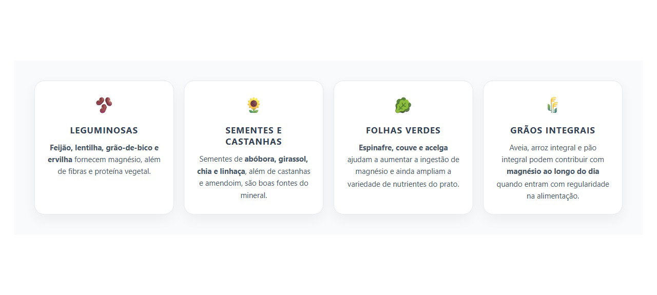 Magnésio na Alimentação: 4 Fontes Naturais para Não Depender de Suplementos