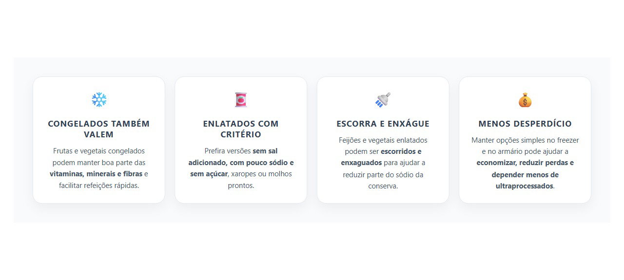 Comer Saudável sem Comprar Tudo Fresco: Congelados e Enlatados Também Podem Ajudar