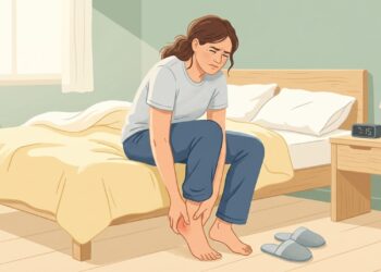 Dor no calcanhar nos primeiros passos da manhã é um sinal comum de sobrecarga da fáscia plantar.