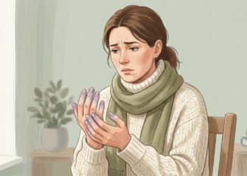 Dedos que mudam de cor no frio podem apresentar um padrão compatível com fenômeno de Raynaud.