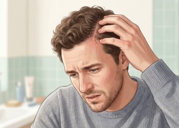 Caspa grossa, oleosidade e coceira podem indicar dermatite seborreica no couro cabeludo.