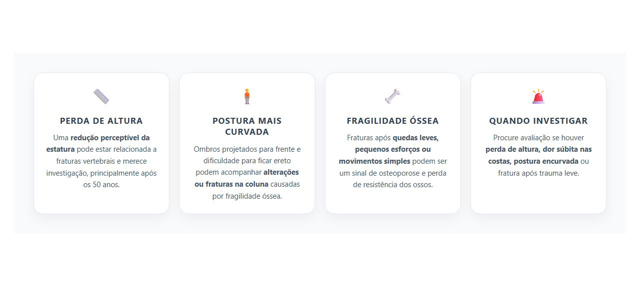Perda de Altura e Postura Curvada: 4 Sinais de que os Ossos Merecem Investigação