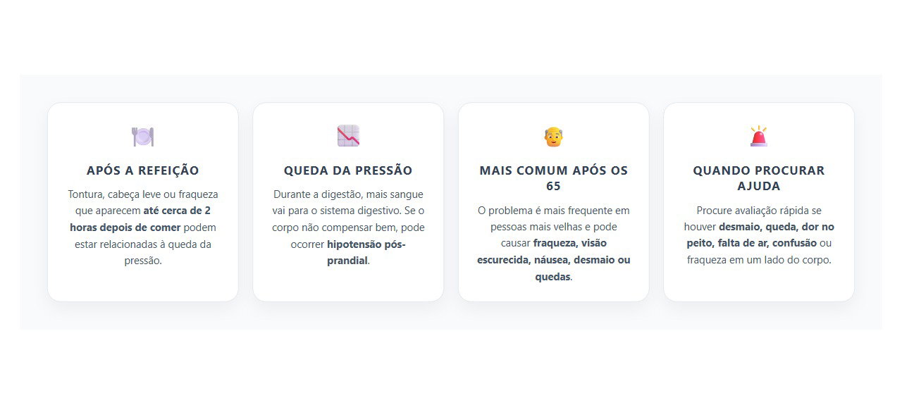 Tontura Depois do Almoço: 4 Sinais de que a Pressão Pode Estar Caindo Após a Refeição