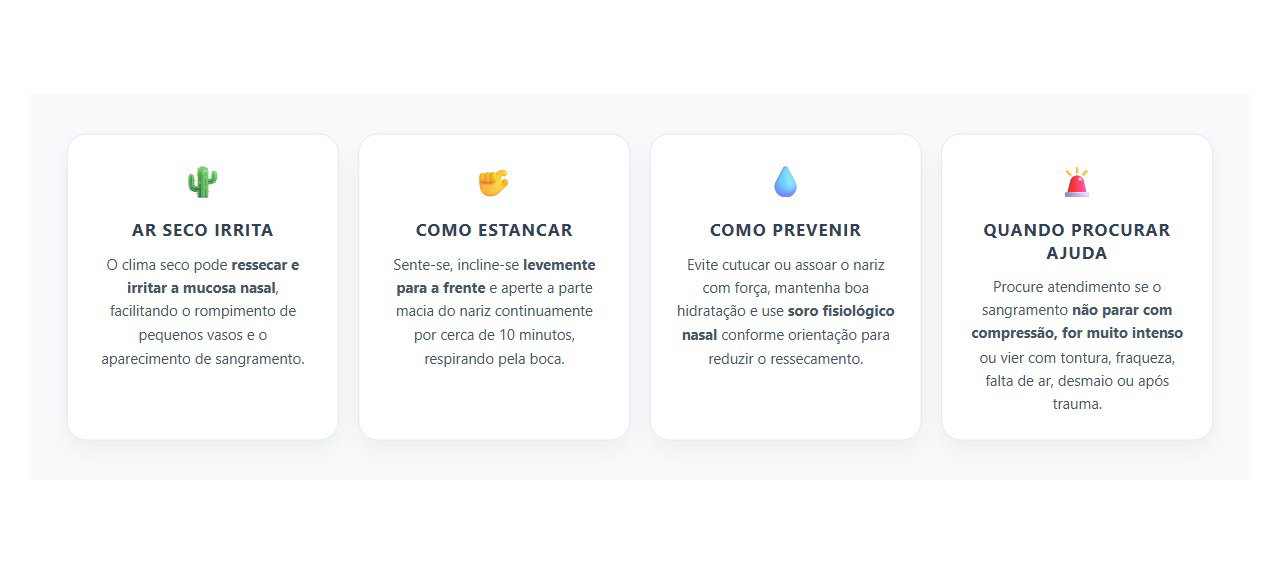 Sangramento Nasal no Tempo Seco: Como Estancar Corretamente