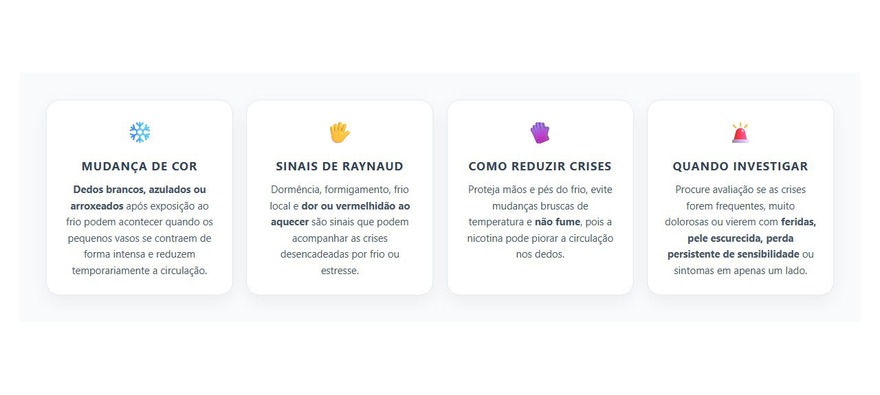 Dedos Brancos ou Azulados no Frio: Sinais de Raynaud e Quando Investigar