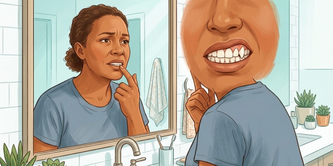 A retração da gengiva pode deixar o dente mais aparente e aumentar a sensibilidade.